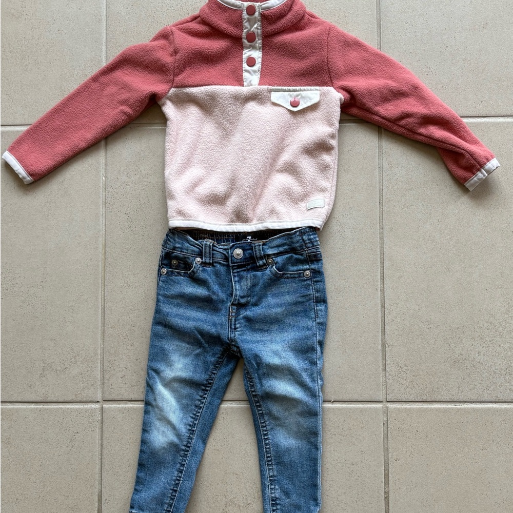 7 For All Mankind Pink and Cream Baby Outfit